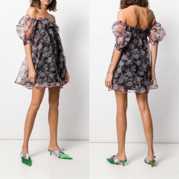 For Love & Lemons Faye Mini Dress Babydoll Multicolored Size Medium - Picture 8 of 14